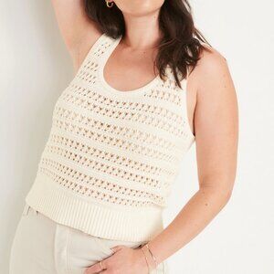Old Navy Cropped Open-Knit Sweater Tank Top Cream S